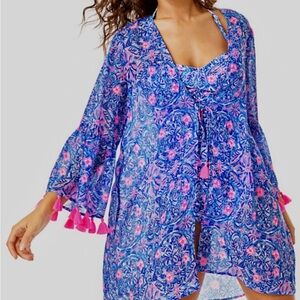 Lilly Pulitzer Vibrant Blue and Pink Swim Cover-Up